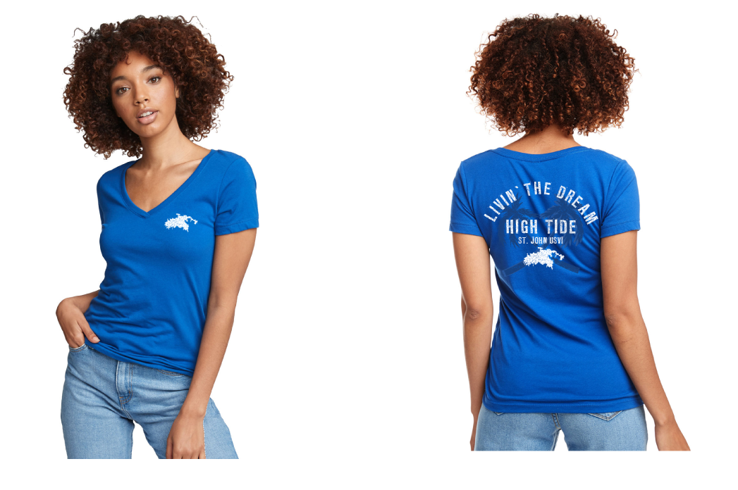 HIGH TIDE LIVIN' THE DREAM WITH ISLAND OF ST.JOHN LADIES T-SHIRT